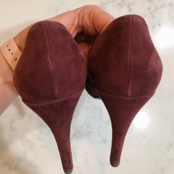 Louis Vuitton Burgundy Suede Leather Knot Confident Tassel Platform Pumps 37.5 - Picture 12 of 17